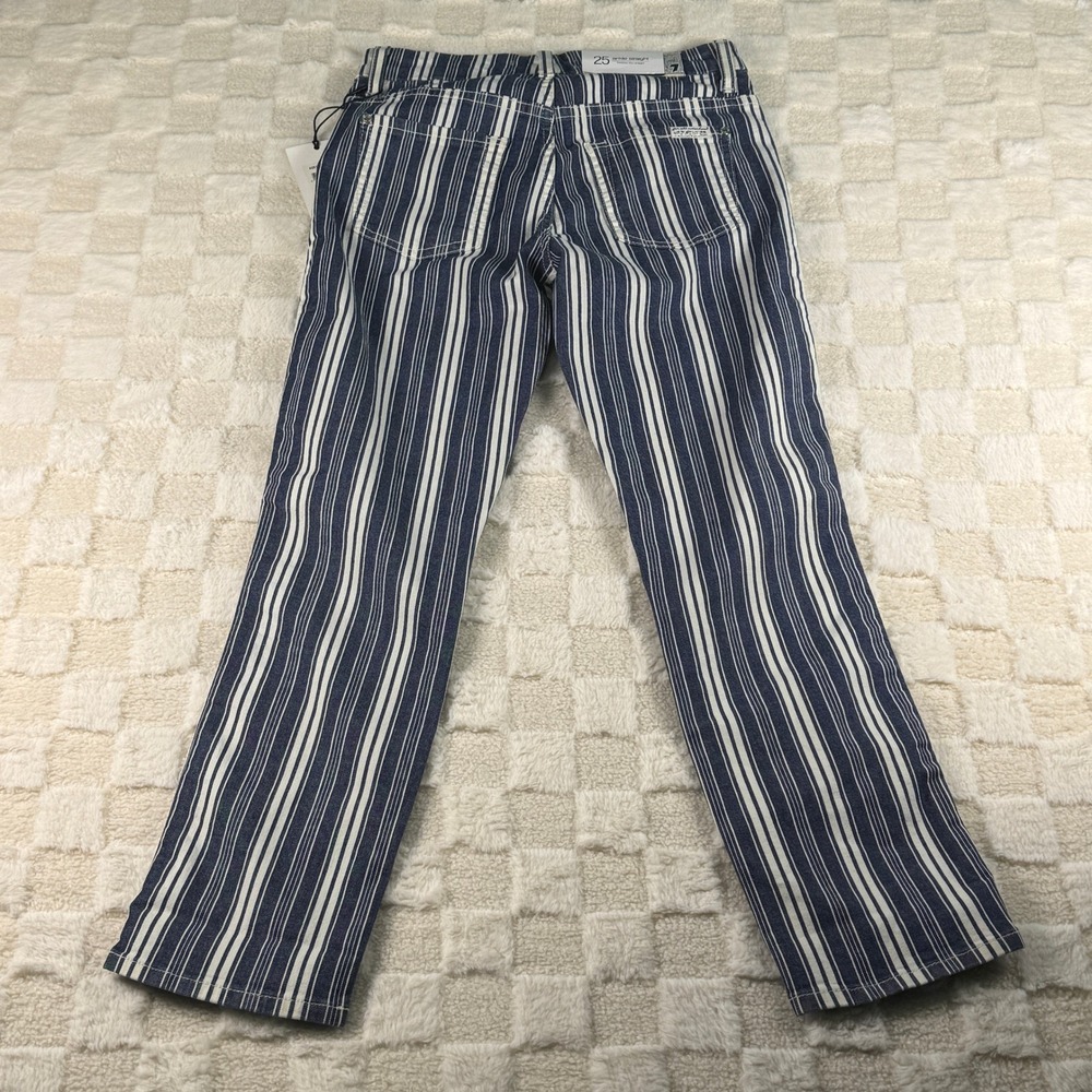 For‎ All Mankind Striped Jeans Women's Size 25 Blue White Wide Leg Pants NWT - Picture 15 of 15